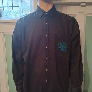 Balcony Men's Black & Blue Long Sleeves Cotton Shirt Size L